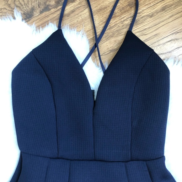 Windsor Navy Cocktail Dress S Plunge Neckline - Picture 3 of 7